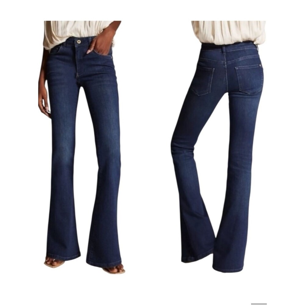 Anthropologie Pilcro The Demilune Boot Cut Mid Rise Dark Wash Jeans Size 24